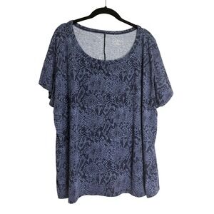 Anybody Snake Print Knit Short Sleeve Tee Deep Navy Women's Size XL